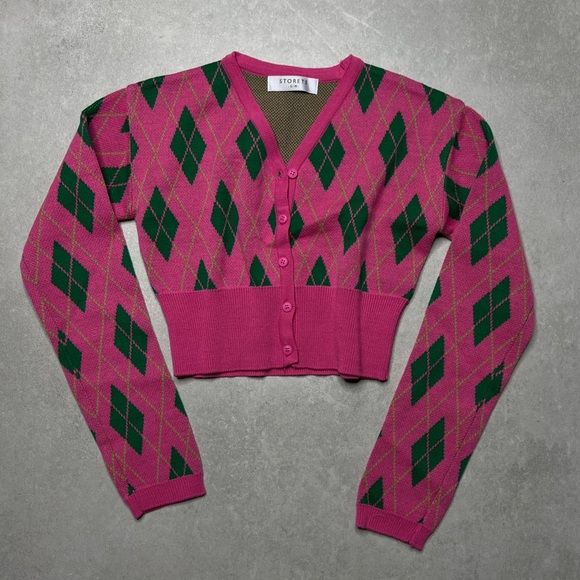 NEW! Storets Loretta Highteen Argyle Cardigan - Picture 7 of 12